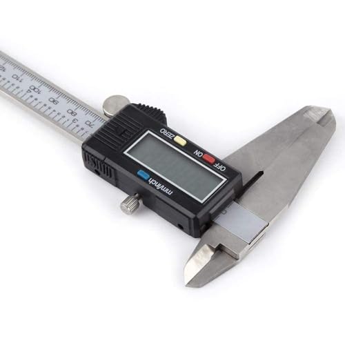 Image of vernier calipers with large LCD screen electronic vernier caliper thickness measuring Tool 0-12 in /0-300mm auto off featured. (a-caliper 300)