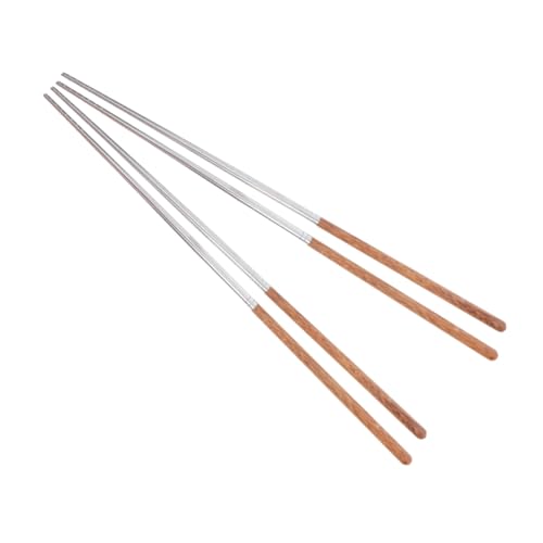 Frcolor 2ペア ステンレスと鶏翅長柄揚げ箸 滑り止め設計で 調理に 揚げ物 麺すくい対応火鍋用箸双