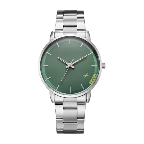 Image of Fastrack Stunners X Quartz Analog with Green Dial Steel Stainless Steel Strap Watch for Men - 38159SM05