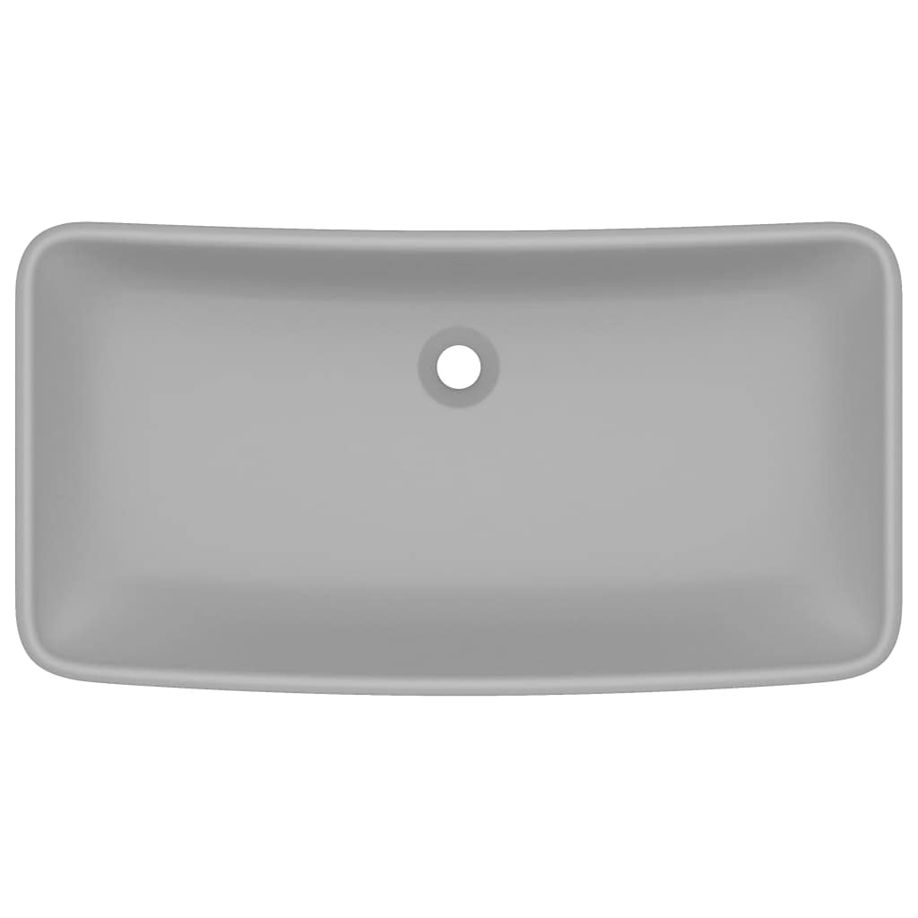 HOMIUSE Luxus-Waschbecken Rechteckig Matt Hellgrau 71x38 cm Keramik Waschbecken Waschtisch Aufsatzwaschbecken Badunterschrank Waschbecken GäSte Wc Waschbecken Ohne Hahnloch Aufsatzwaschbecken