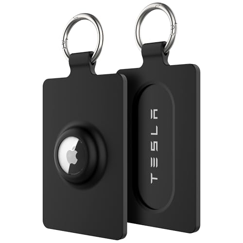 Image of Card Holder for Tesla Keycard with AirTag, Soft Silicone Key Card Protective Case Cover for Tesla Model 3 Y S X, Key Holder with Keychain Key Rings - 2 Pack