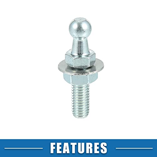 A Absopro 10Mm Car Auto Strut Ball 5/16-18 Thread 1" Long Shank With Hardware Lock Nuts Washers For Gas Lift Support Strut End Fittings Metal Set Of 2 #TOP6