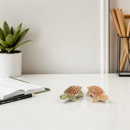 Figuras de tortuga de madera rústicas de 9 cm para decorar vitrinas de salón 7