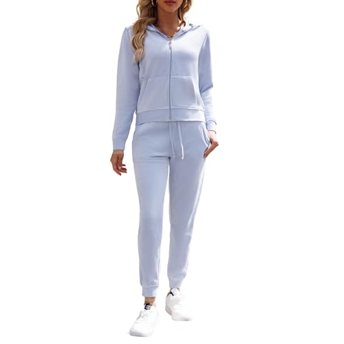 Tracksuits for Women Set Sweatsuits 2 Piece Tracksuit, Zip Up Hoodie with Joggers (US, Alpha, Medium, Regular, Regular, Blue)