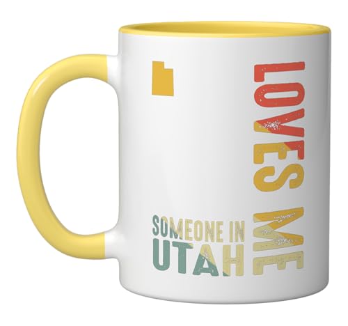 Taza de cerámica retro con diseño de Utah amarillo y blanco miniatura 1