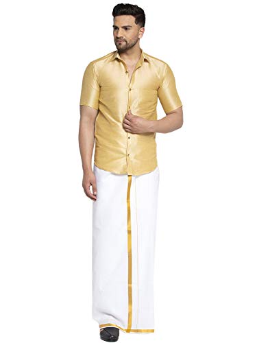 Image of SAIFOO Men's Classic Silk Ethnic Shirt.