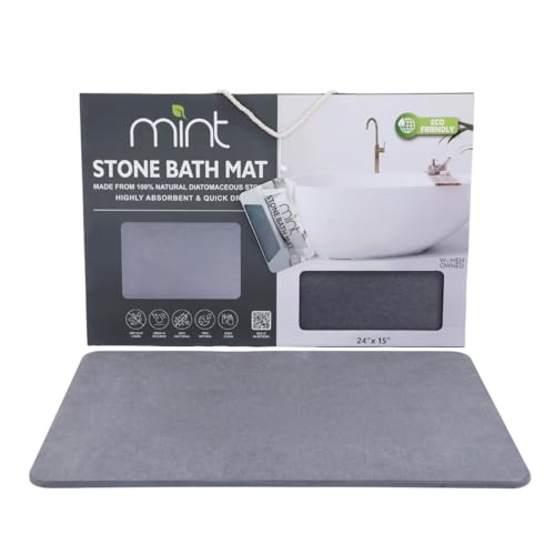 J&V TEXTILES Stone Bath Mat Diatomaceous Earth Shower Mat Non-Sli...