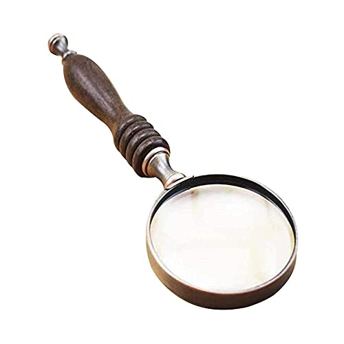 Handhållet förstoringsglas med sandelträhandtag 20 gånger läsförstoringsglas optiskt glaslins antik identifiering brons synhjälpmedel för hobbyläsning förstoringsglas