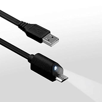 Bright LED 2Pack MicroUSB Cable Compatible with Nextel Mini USB with Touch Activated LED Light and 480Mbps Data Transfer! 5ft