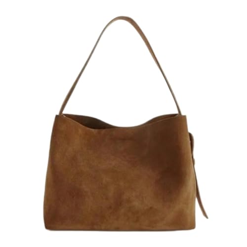 Sac en velours côtelé marron grand volume : sac à main épaule confortable