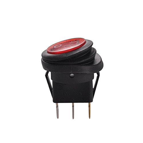 Lightronic 12V Dc 20 Amp Round On/Off Rocker Switch Ip65 Waterproof Auto Boat 3P Spst Red Led Indicator(10Pcs, Red) #TOP5