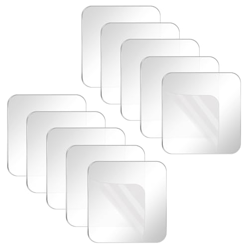 Image of Double Sided Tape Heavy Duty,Clear Nano Tape Square 10 PCS,Removable Mounting Tape for Walls,Waterproof Two Sided Sticky Adhesive Pads Strips,Transparent Wall Tape No Damage Cinta Doble Cara