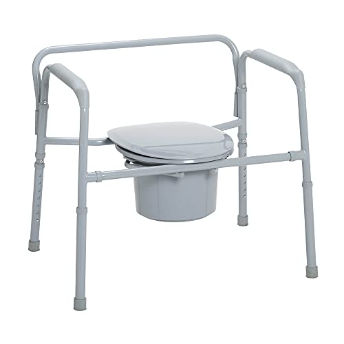 Drive Medical 11117N-1 Bariatric Commode Chair For Toilet With Arms, Gray #TOP1