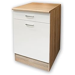 Fregadero Bajo Encimera Madera Stella Trading Andy Any Moderno, Color Mate, Armario de Cocina Espacioso con Mucho Espacio de Almacenamiento, Material de Madera, Roble Sonoma/Blanco, 50 x 90 x 60 cm