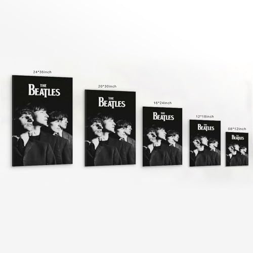 LUISAS Poster décoratif sur toile The Beatles, noir et blanc, impression d’art moderne pour chambre à coucher (20 x 30 cm) - Les Beatles, Paul McCartney, John Lennon, RIngo Starr, George Harrison LUISAS Poster décoratif sur toile The Beatles, noir et blanc, impression d'art moderne pour chambre à coucher (20 x 30 cm) – Image 3