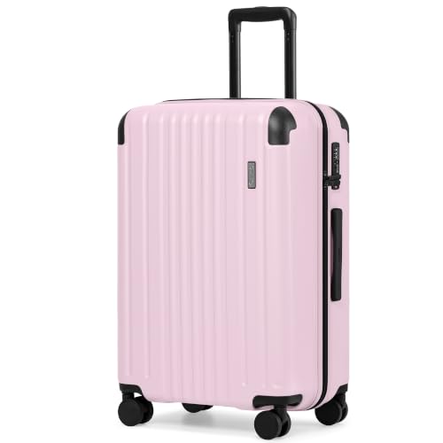 Image of Coolife Luggage, Lightweight and Durable Hardshell, 24 in, Light Pink