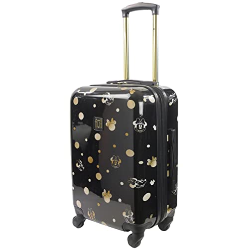 Image of FUL Disney Golden Minnie Mouse Carry On Luggage, Hardshell Rolling Suitcase with Spinner Wheels, Black, Black, Disney Golden Minnie Mouse Carry on Luggage, Hardshell Rolling Suitcase With Spinner