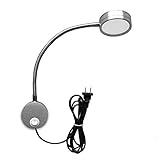 WeFoonLo 5W Wall Mounted Reading Light Flexible Gooseneck LED Sconce Lamp with Plug & Switch for Bedroom, Office, Workbench, Studio (03 Silver Cool)