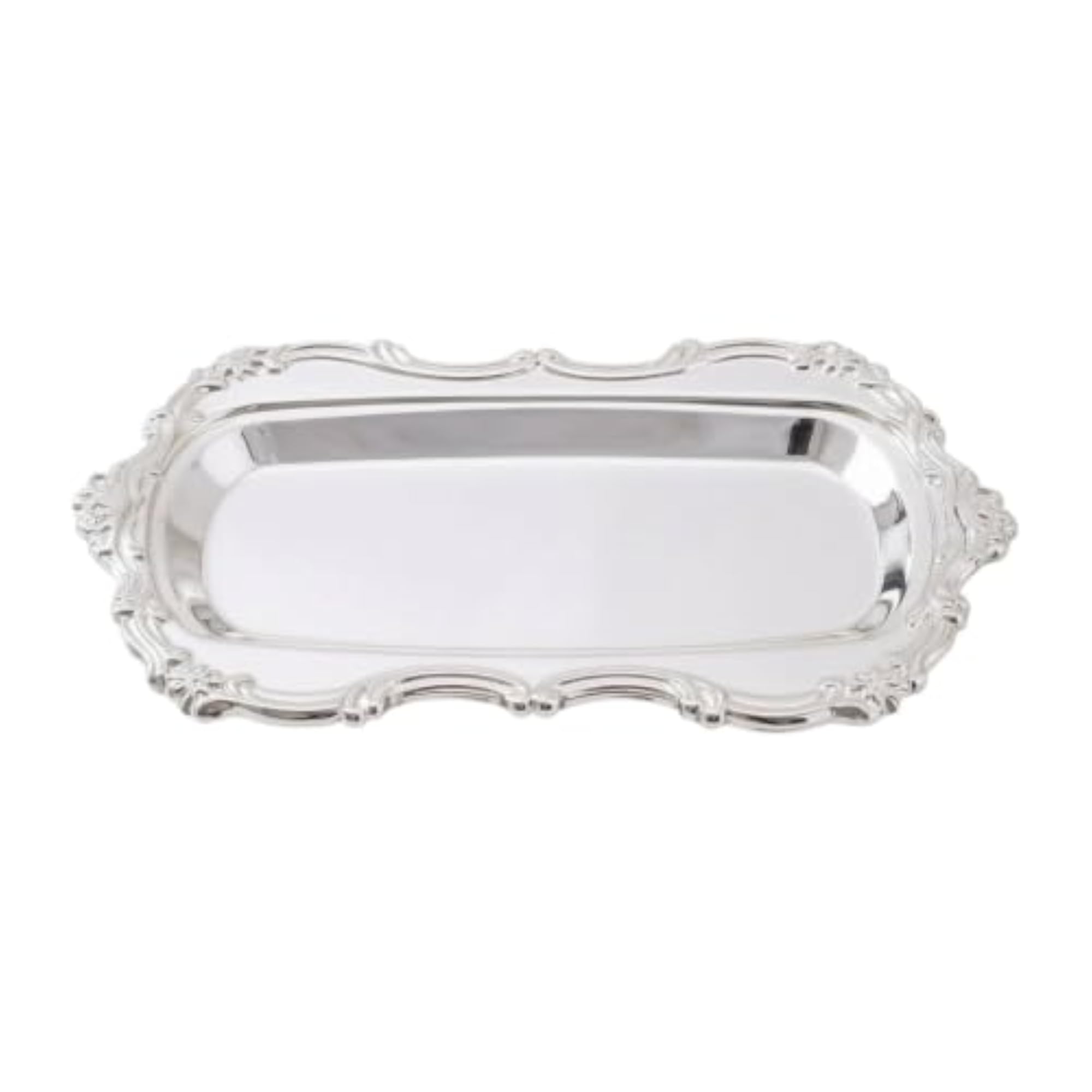 Scalloped Mirrored Tray with Vintage-Inspired Embossed Design