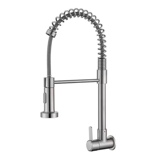 YWJFSA Grifo de Cocina de Pared con Ducha Extensible Rotación 360°,2 Patrones de Rociado Grifo Cocina Fregadero Monomando