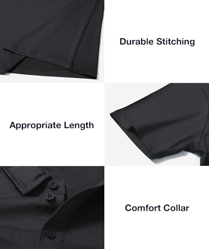 ZITY 3 Pack Mens Polo Shirts Short Sleeve Golf Polo Moisture Wicking Performance Collared Casual Tennis Athletic T-Shirt Black/Grey/Blue - image 5