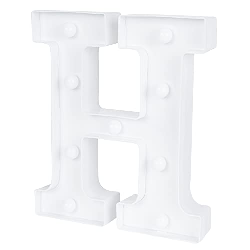 Image of Restaurantware Illumify 6 x 1.2 x 8.7 Inch Light Up Letter 1 Durable Marquee LED Light - Letter H Touchproof White Plastic Party Light Keyhole Slot For Parties Weddings Or Special Events