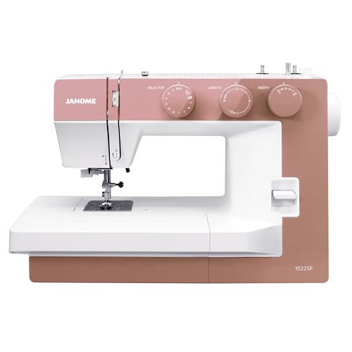 Image of Janome 1522SP Mechanical Sewing Machine - Aesthetic Pink Sewing Machine for Beginners, 22 Built in Stitches, 1 Step Buttonhole, Heavy Duty Metal Frame, Built in Needle Threader for Easy Use