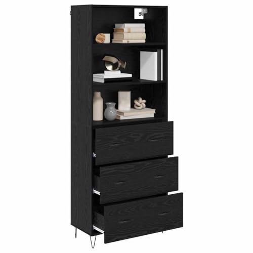 Aparador de 2 piezas aspecto roble negro moderno con mucho espacio 4