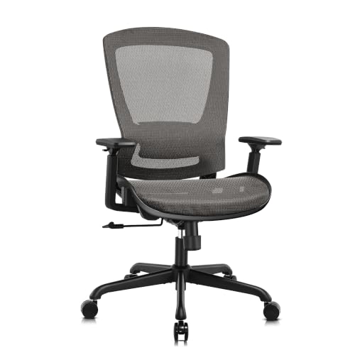 Image of ELABEST Mesh Office Chair,Ergonomic Computer Desk Chair,Sturdy Task Chair- Adjustable Lumbar Support & Armrests,Tilt Function,Comfort Wide Seat,Swivel Home Office Chair (Grey)