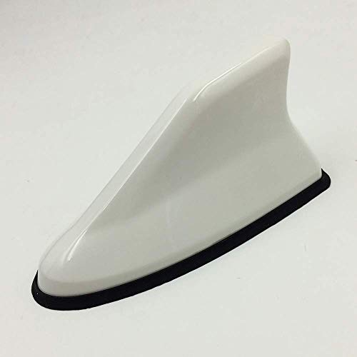 Car Auto Shark Fin Roof Aerial Base Radio Signal Universal Car Mounted Antenna FM AM Connection (White)