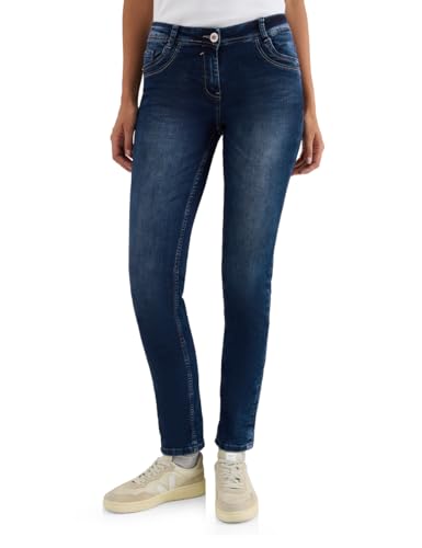 Jean coupe droite Cecil 3716852 pour femmes en coloris mid blue used wash taille 30