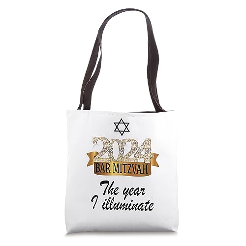 2024 Bar Mitzvah Quote Festive White Yellow Decor Tote Bag