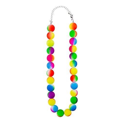 Fusion Beaded Necklace Neon Multi Coloured - 80's Fancy Dress Accessory