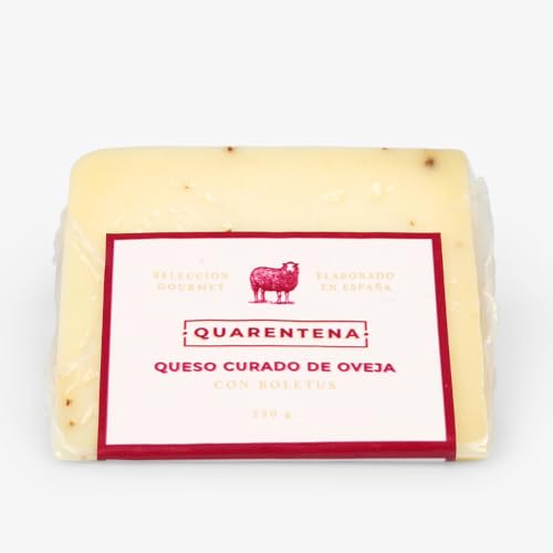 QUARENTENA - Queso Curado Artesano de Leche Cruda de Oveja con Boletus, Producto Gourmet, 250g, Hecho en España