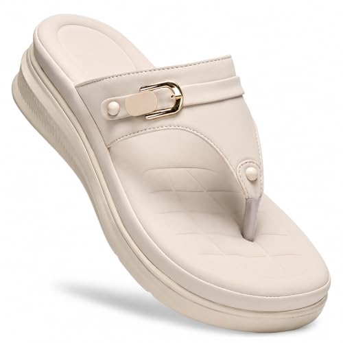 Image of Moshun Women's Thong Sandals /Flip-Flops | Bounce Back Technology with Arch Support | Women Footwear for Office| Doctor Sandal | Orthopaedic Sandal for Office, Travel & Outdoor