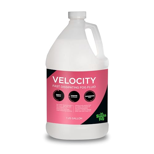 Froggys Fog - Velocity - Fast Dissipating Fog Fluid – 1 Minute Hang Time for Stage, Studio and Photography - 1 Gallon