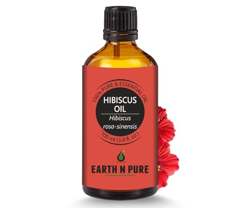 Image of Earth N Pure Hibiscus Hair Oil | Cold-Pressed Hair & Scalp Oil | Frizz Control | For Curly & Coily Hair | Soft, Shiny Hair | Vegan & Cruelty-Free | 100ml