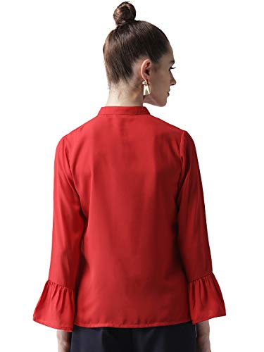 Image of Style Quotient Women Red Regular Fit Solid Casual Shirt-RED