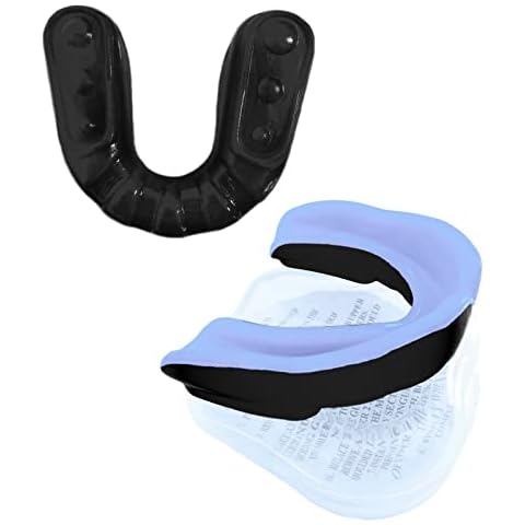Gum Shield Mouth Guard Sports Fit Adult Junior Kids Youth Karate Contact Boxing Jaw Protection Lacrosse Senior Football, Hockey, Rugby, MMA Martial Arts, Wrestling (Junior, White/Black) Cover