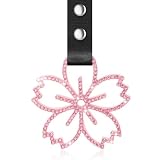 Fabbay Cherry Blossoms Car Handle Strap Drift Charm Car Accessories Bling Handle Ring for Women Rear Bumper Warning Ring Decor for Auto Bus Interior Exterior Decoration (Pink, Sakura Style)