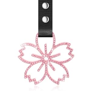 Fabbay Cherry Blossoms Car Handle Strap Drift Charm Car Accessories Bling Handle Ring for Women Rear Bumper Warning Ring Decor for Auto Bus Interior Exterior Decoration (Pink, Sakura Style)