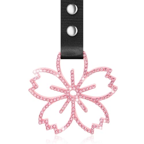 Image of Fabbay Cherry Blossoms Car Handle Strap Drift Charm Car Accessories Bling Handle Ring for Women Rear Bumper Warning Ring Decor for Auto Bus Interior Exterior Decoration (Pink, Sakura Style)