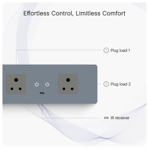 Image of Iotics Smart Wifi Switch Board: 2 Smart Plug Module. Touch Control, Remote, App Control. Voice Control with Alexa & Assistant. Smart Touch Switch Board For Home Automation (Grey), 240 Volts