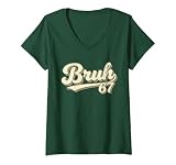 Womens Bruh 67 Baseball Style Meme Slang Sports Number Graphic V-Neck T-Shirt