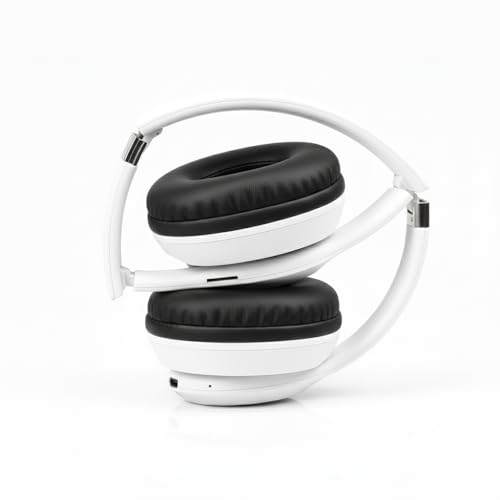 BfsTeckt P47 Wireless Bluetooth Headphones with Deep Bass, Foldable Design, FM Radio & SD Card Support | Over-Ear Stereo Headset with Mic for Music & Gaming (White)