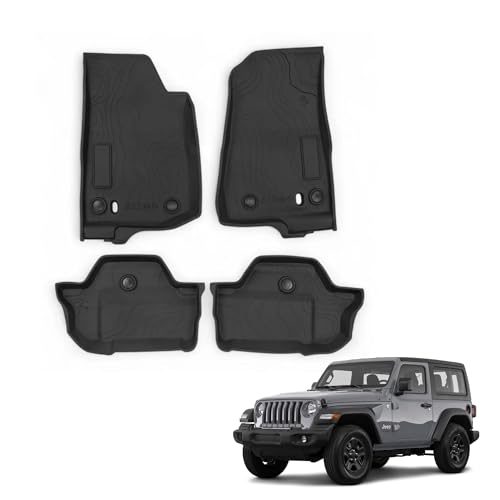 MOTOR FIT Floor Mats For Jeep Wrangler JL 2-Door (2018–2025) – All-Weather TPE Foor Mats | Waterproof, Anti-Slip, Anti-Scratch, Raised Edge | Eco-Friendly & Odorless