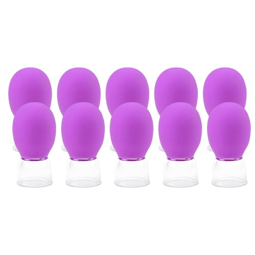 Set di coppettazione in vetro da 10 pezzi, per trattamenti per il viso, coppettazione, tazze in silicone di vetro, aspirazione, per viso, pelle, schiena, braccia, spalle, muscoli