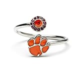 Stone Armory Clemson Gifts and Tigers Accessories for Women - Orange Clemson Paw Ring with Crystals - Hypoallergenic and Adjustable Sizes 5-12 - Clemson Tigers Gifts