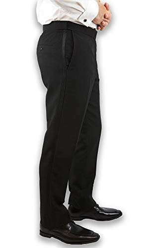 Sir Gregory Men's Fitted Flat Front Tuxedo Pants Formal Satin Stripe Trousers with Expandable Waistband4