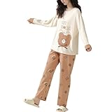 [PHOLEEY] パジャマ レディース 長袖 綿100 - ルームウエア 春夏秋 可愛い 部屋着 上下セット 肌に優しい 快適 通気 ゆったり